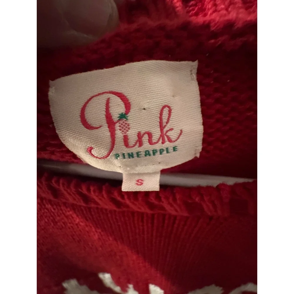 Pink Pineapple DAWGS Red Knit Sweater Women's Size S‎